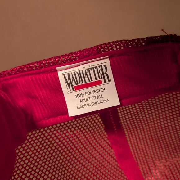 Vintage 90s Haddix Lumber Hat Red Mesh Snapback Trucker Cap Mad Hatter Sri Lanka - Picture 3 of 8